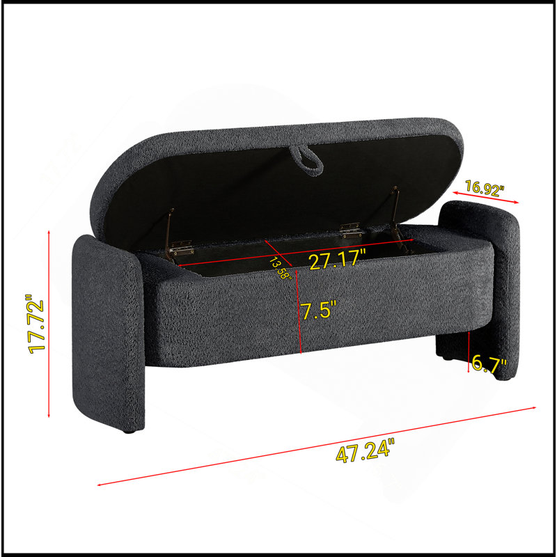 Banc de rangement repose-pieds ovale avec tissu d'agneau 3D et rangement spacieux pour une utilisation polyvalente dans le salon, le vestibule et la chambre à coucher