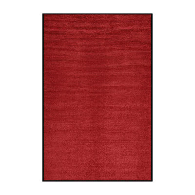 Machine Washable Solid Red Area Rug