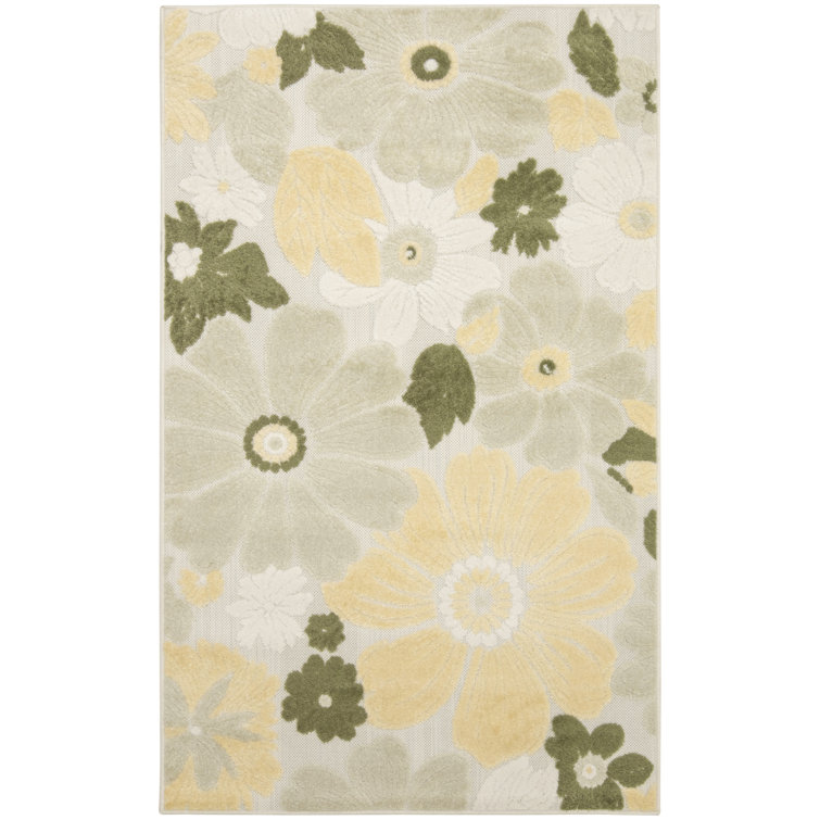 Nourison Aloha Ivory Green Modern Rug
