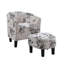 Ensemble de fauteuil d'appoint et repose-pieds 2 pièces Beua, imprimé blanc et noir