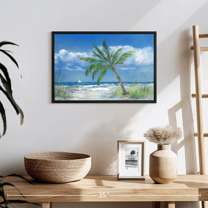 Palmier paradis, 19 po x 13 po, Cadre flottant noir