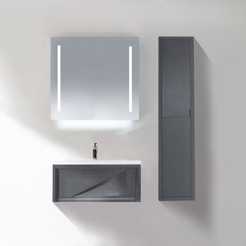 Ensemble de meuble-lavabo de salle de bain simple fixé au mur 33 po Figgs