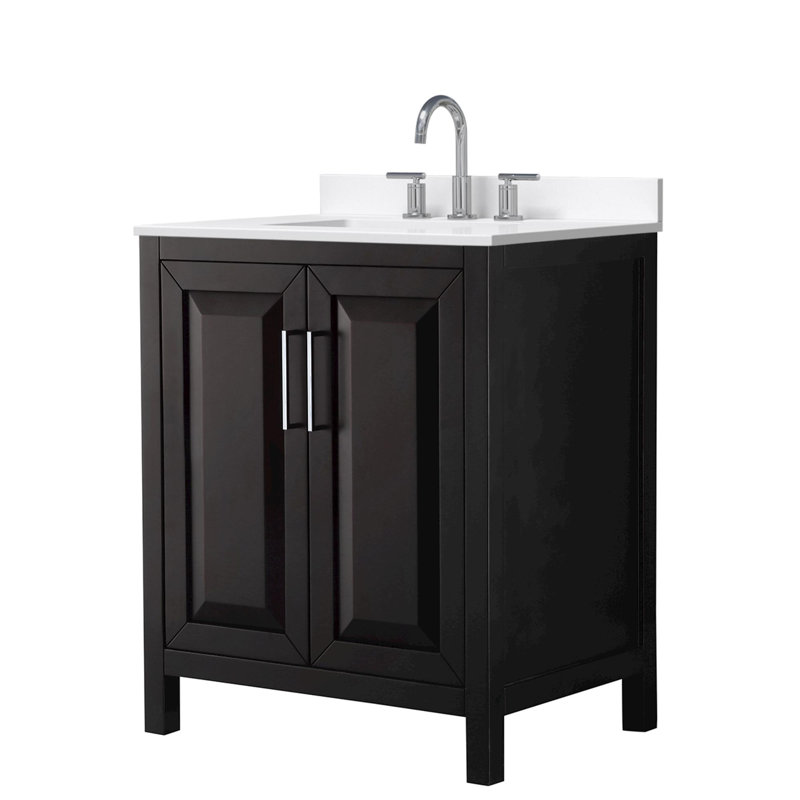 Daria 30'' W Vanity, White Quartz, Brown, Polished Chrome