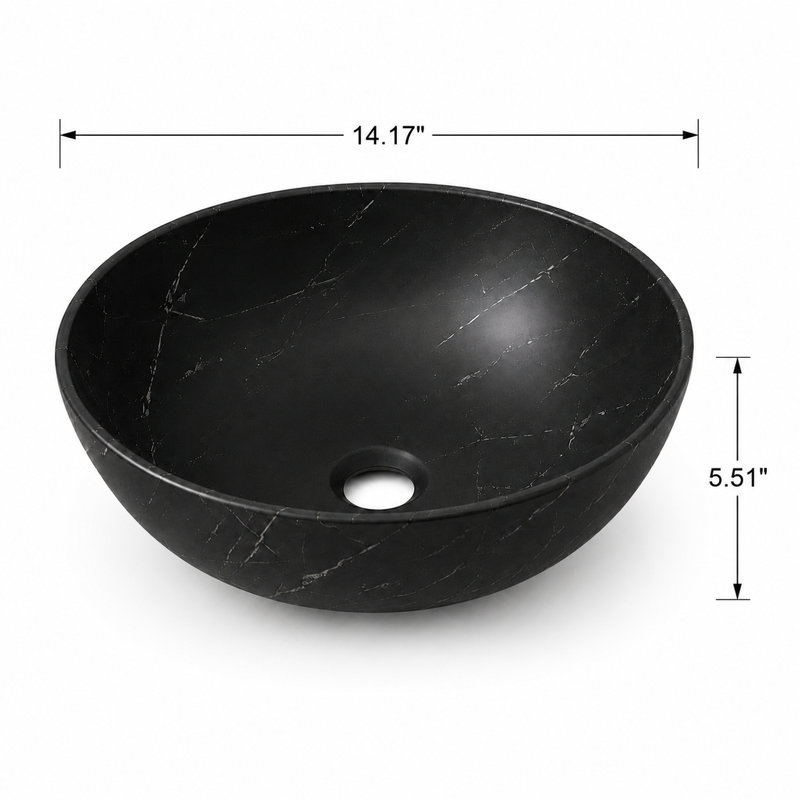 Lavabo vasque rond en céramique 14 "pour comptoir de salle de bain, ensemble de drain non inclus