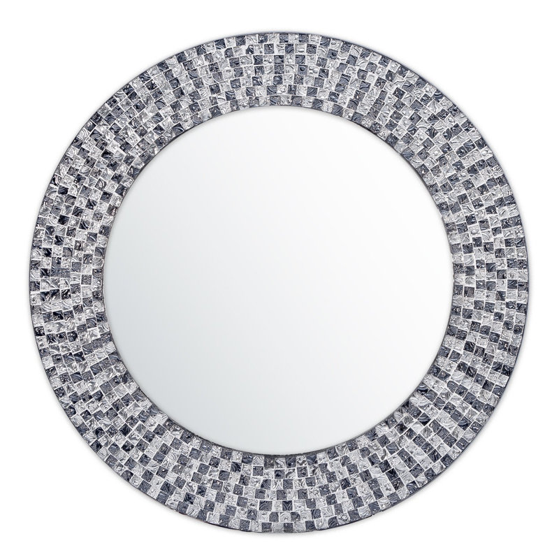 Shawnda Manufactured Wood, Glass Wall Mirror, Black/Silver