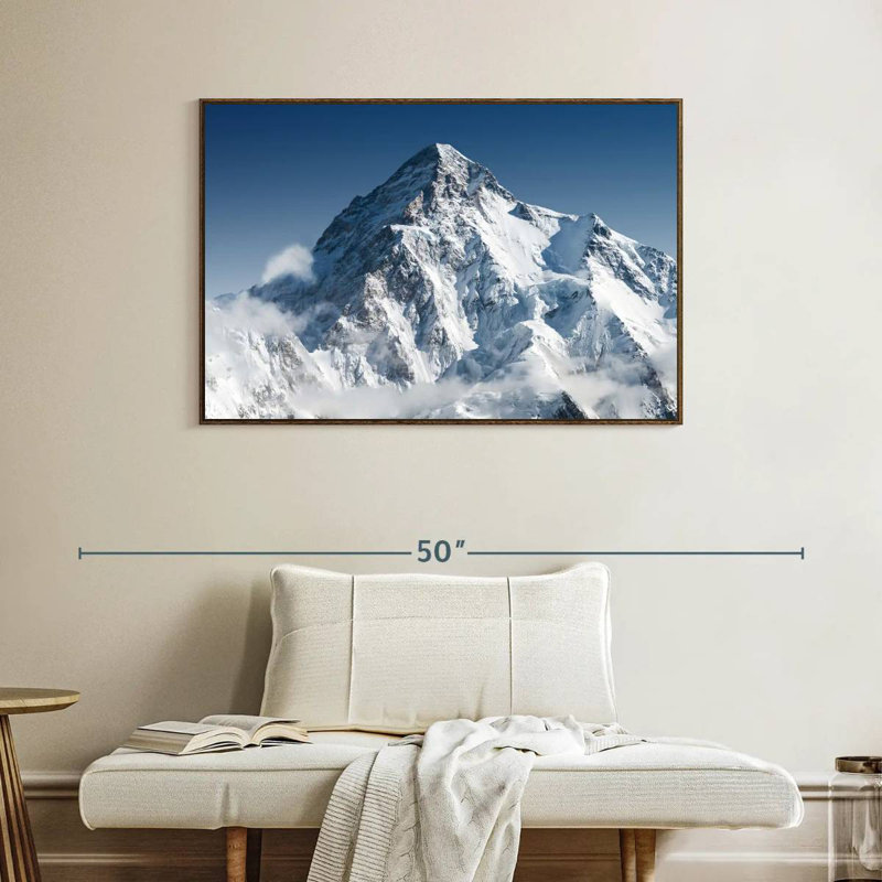 La montagne K2 au Pakistan, Cadre flottant en noyer, 40 po x 27 po