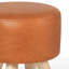 11.2" Round Faux Leather Footstool with Wood Legs, Small Ottoman & Pet Step, No Assembly Required