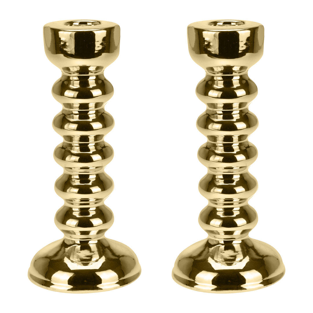 Metal Look Ceramic Candlestick