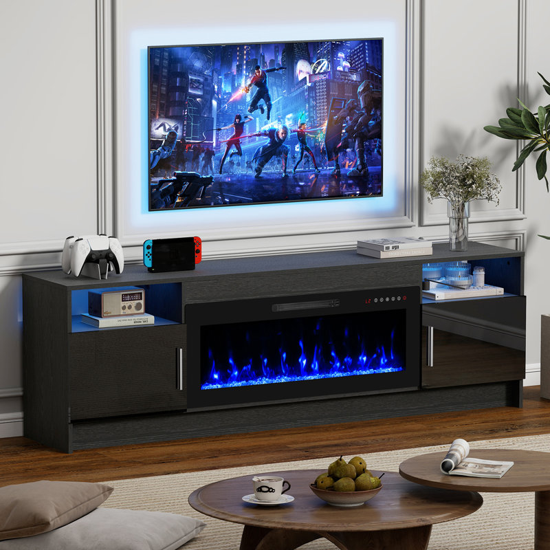 Electric Fireplace TV Stand, Black