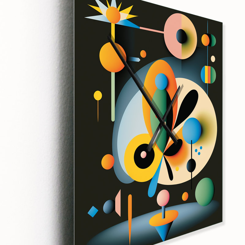 Divine Secrets Retro Illustration abstraite - horloge murale moderne géométrique, H 40 po x l 30 po x P 1 po