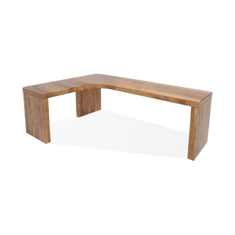 Bureau en bois massif en L Burlywood