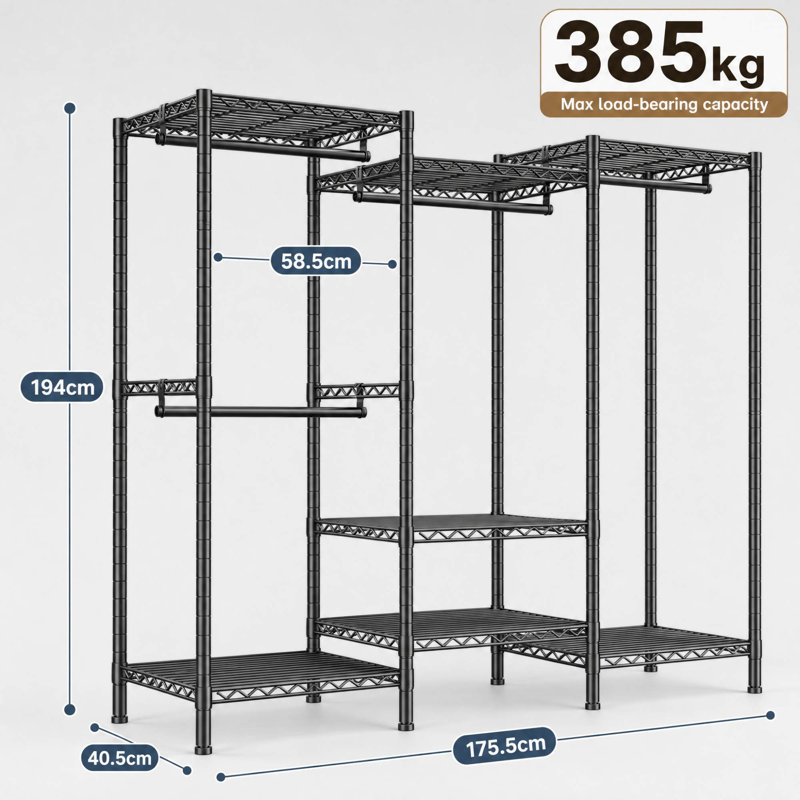 175.5 cm Adjustable Clothes Rack, Black
