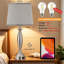 Lampe de table à contrôle tactile avec deux ports de charge USB (USB-C et USB-A), lampe de chevet à intensité variable à 3 voies pour la chambre à coucher, le salon, la table de chevet, comprend une ampoule à DEL E26, base en nickel brossé