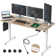 Hubing Electric Height Adjustable Standing Desk With 2 Usb Ports And 3 Power Outlets,4 Lockable Casters, 2 Hooks, Big Mouse Pad