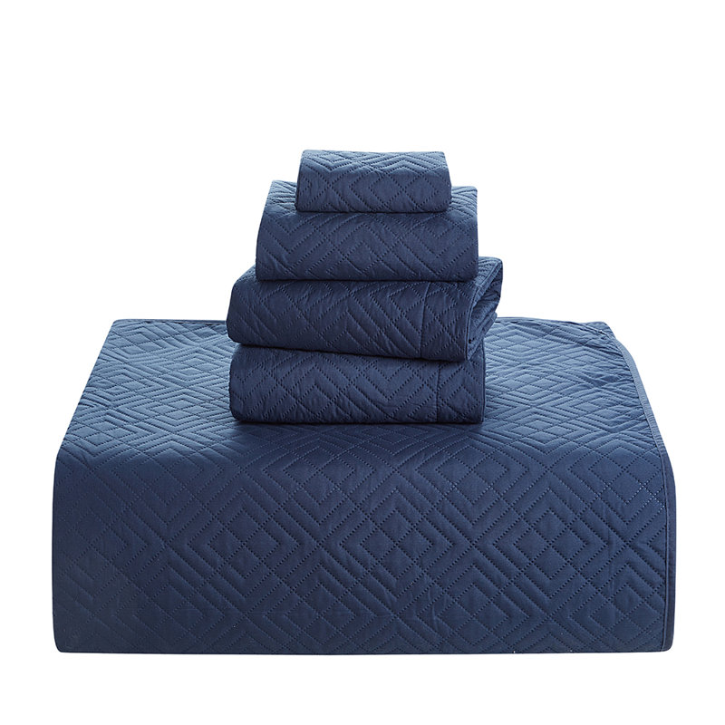 Ensemble de courtepointe réversible en microfibre Diamond Weave Premium, Courtepointe simple + 1 taie décorative standard