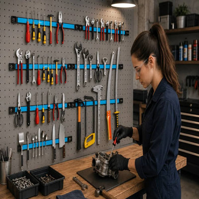 8-Pack Metallic Magnetic Tool Holder Strip