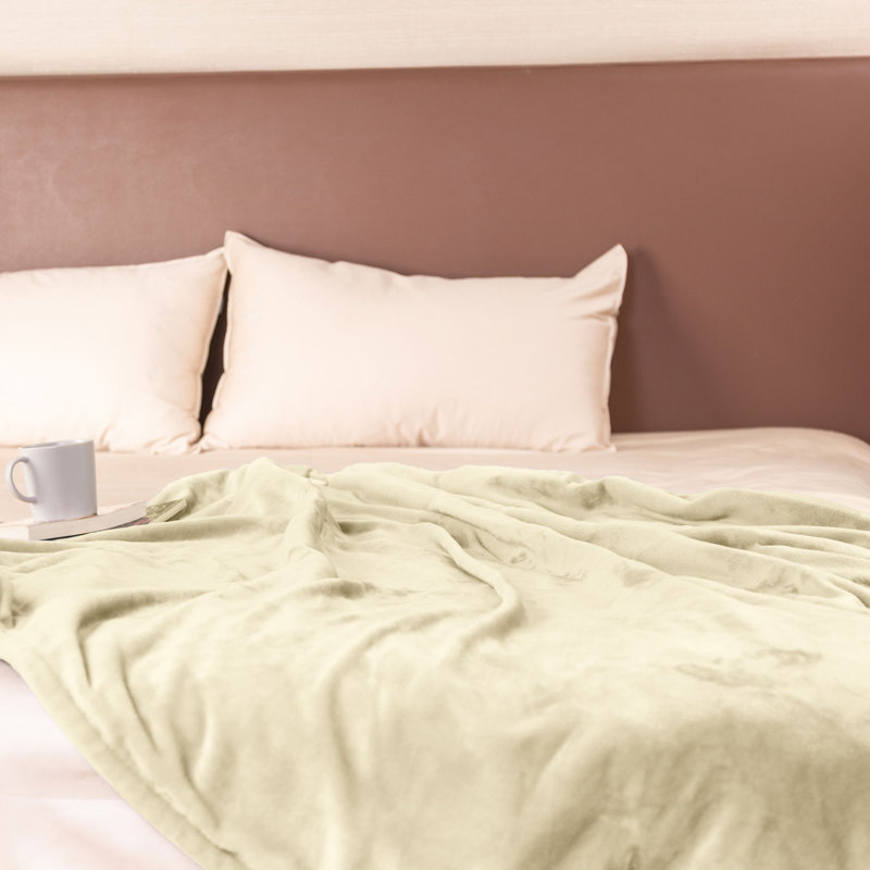 Feldt Heated Throw Blanket, Beige