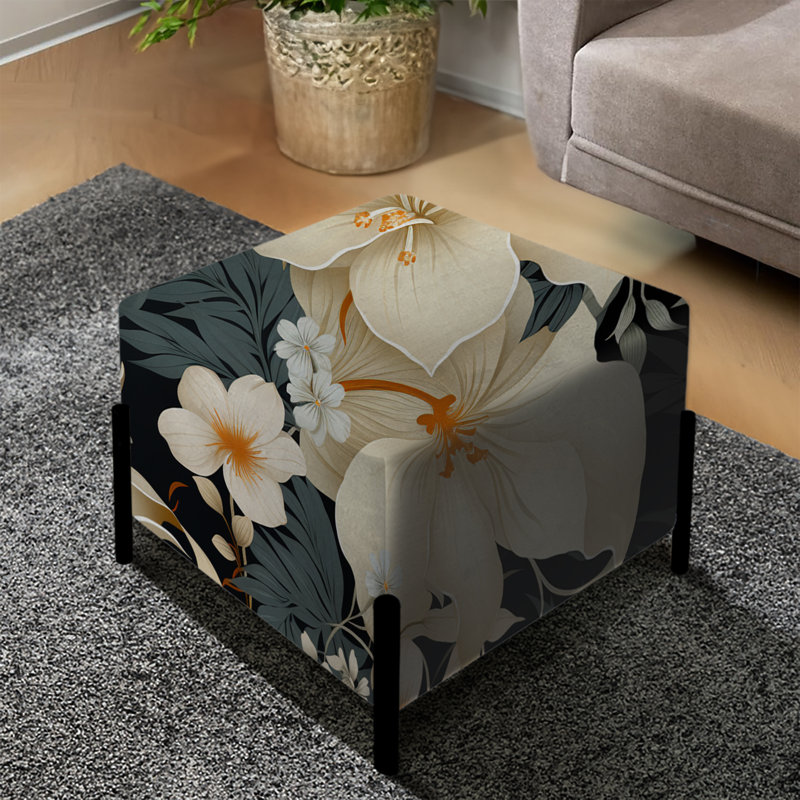 Miroir neutre avec motif tropical - repose-pieds carré tropical