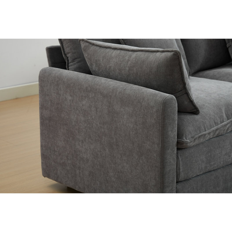 Élégant lieu de repos 3 en chenille grise décorative pratique