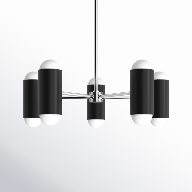 Lustre linéaire moderne Spoutnik 10 lumières Victoria, Nickel poli / noir doux