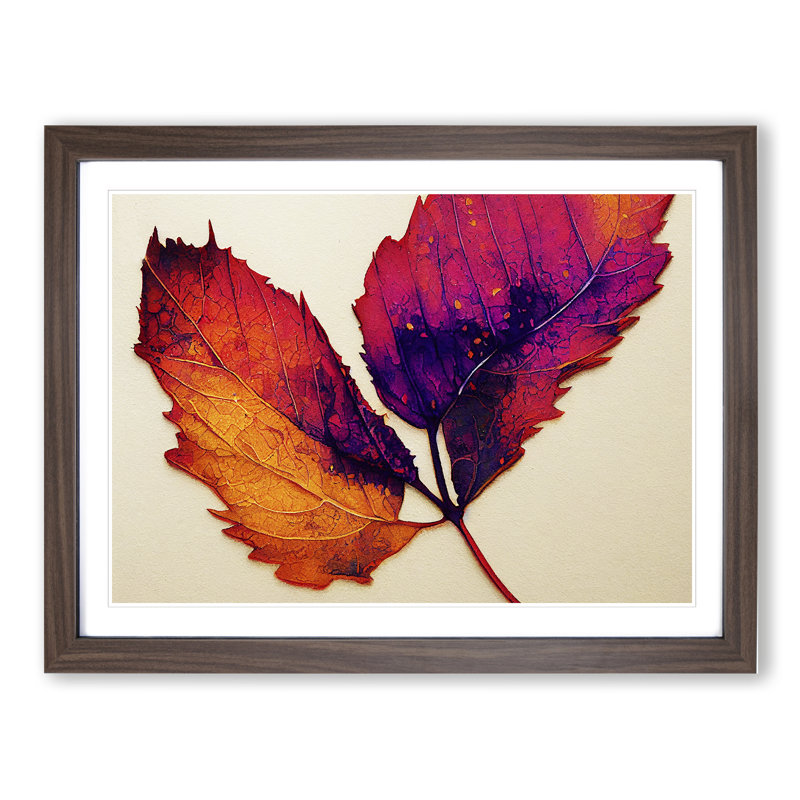 Plant Leaf Vol.3 - Single Picture Frame Painting, 34cm H x 46cm W x 2cm D, Walnut