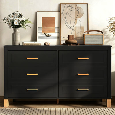 Heavy-Duty Wooden 6-Drawer Double Dresser