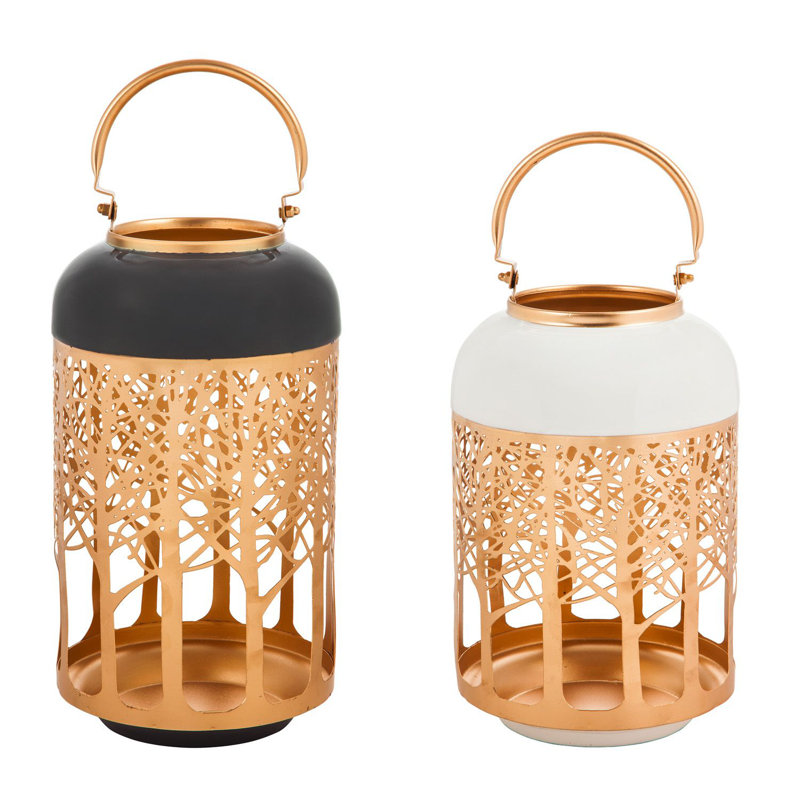 Black Metal Tabletop and Hanging Candle Lantern
