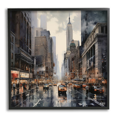 Bb-475-Framed " Taxis In Urban City " by RB