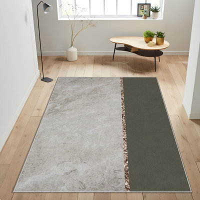 Tapis tissé élégant, 4,6 x 7,2 pieds, 100% polyester, 740 g / m² | Revers en feutre antidérapant, facile à nettoyer et lavable à la machine à 86 ° F | Parfait pour le salon, la chambre à coucher et la salle à manger, design durable et élégant