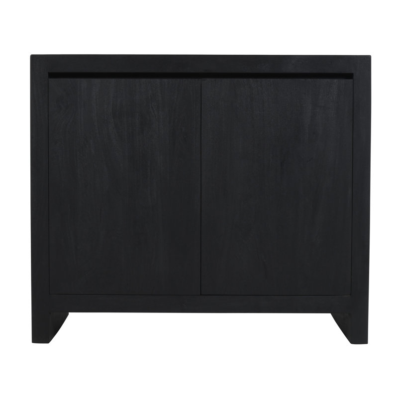Buffet 2 portes au fini noir graphite moderne sur bois massif récupéré