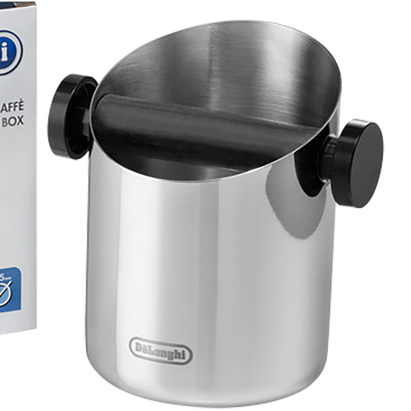De'Longhi Knock Box in polished stainless steel
