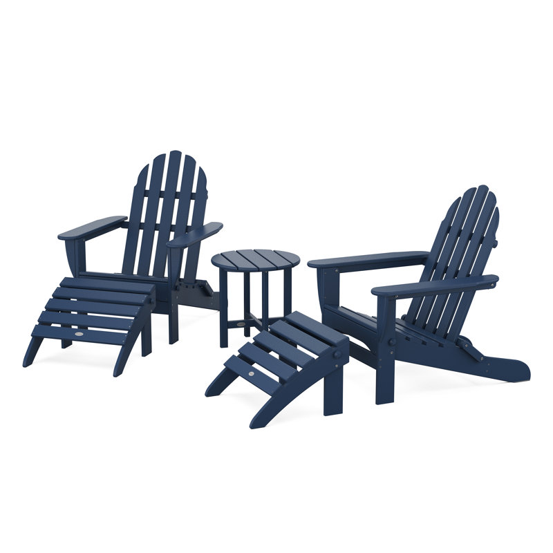 POLYWOOD Classic Adirondack 5-Piece Casual Set, Navy
