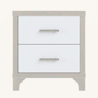 Elegant High Gloss Nightstand With Metal Handle