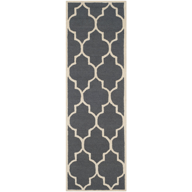 Rotteck Geometric Wool Hand Woven Area Rug, Runner 76 x 244 cm