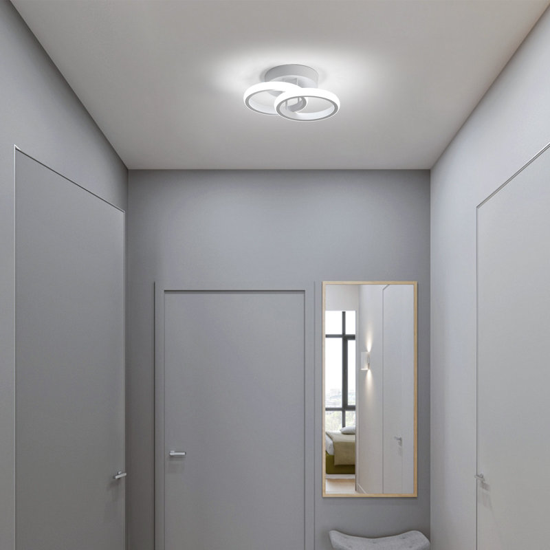 Verbrande 2-Light 25cm LED Integrated Semi Flush Mount, White, 6000K