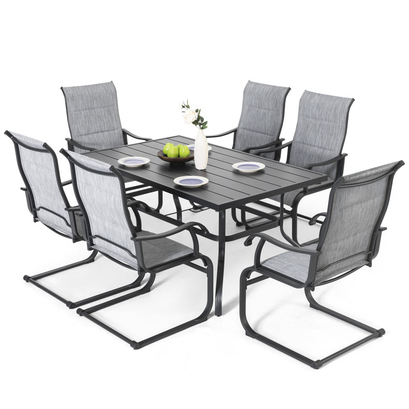 Ensemble repas d'extérieur rectangulaire L 60,63 po pour 6 personnes Barrucco, Gris