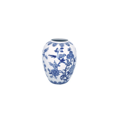 Ceramic Chinoiserie Ginger/Temple Jar Gloss Finish Blue&White-10.00"H