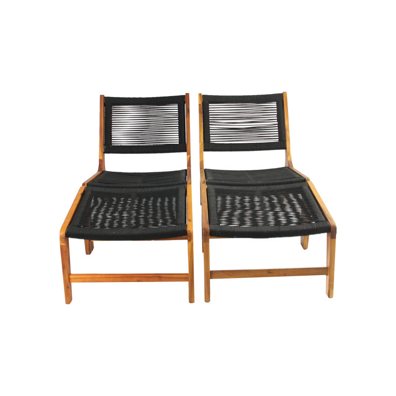 Chaise de patio en bois avec repose-pieds Papillon