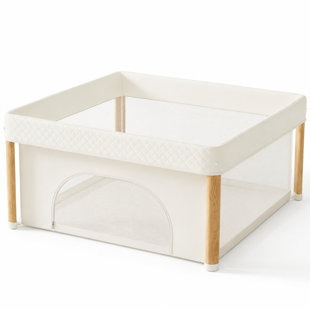 51"x51"x27" One Step Foldable Playpen with Mat for Babies Large Playard with Storage Bag for Infant Toddler Indoor Outdoor Use,Khaki