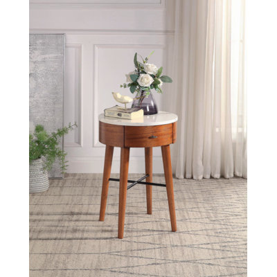 Table de bout ronde 1 pièce avec table de bout en faux marbre