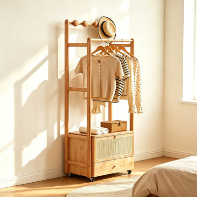 Oak Wood Freestanding Coat Rack