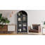 73'' Tall Metal Arched Cabinet, Modern Arch Kitchen Pantry Storage Cabinet with Glass Doors