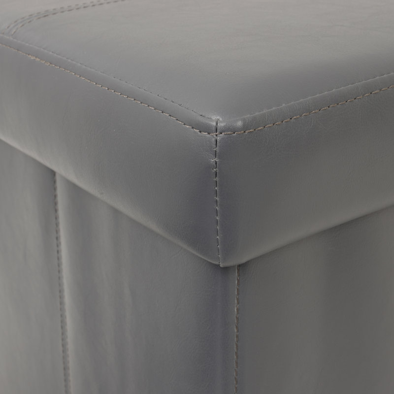 Jaise Faux Leather Upholstered Storage Bench, Gunmetal Gray