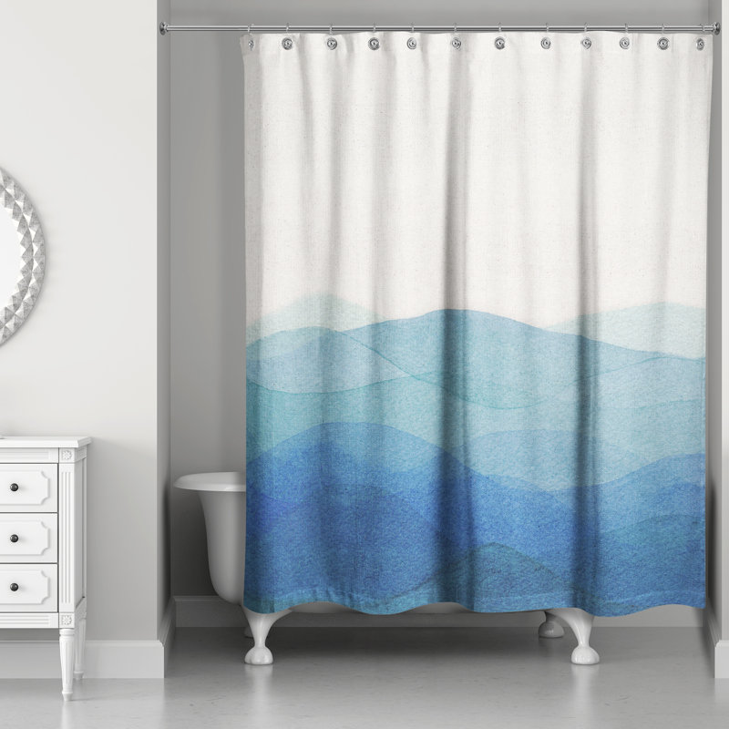Rideau de douche simple Perine, Bleu