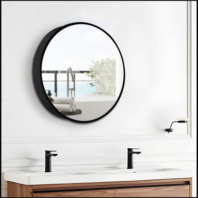 24x24 inch Black Metal Framed Wall mount Bathroom Medicine Cabinet with Mirror Stylish and generous