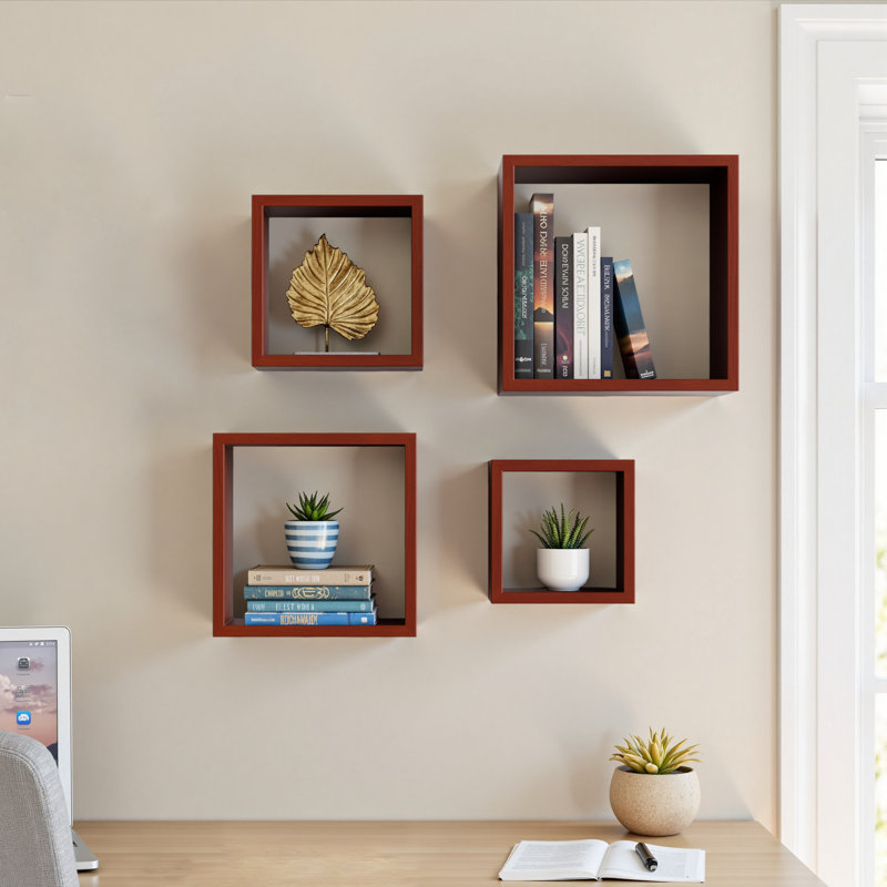Flanigan Modern Abstract Wall Decor on Wood, Cognac