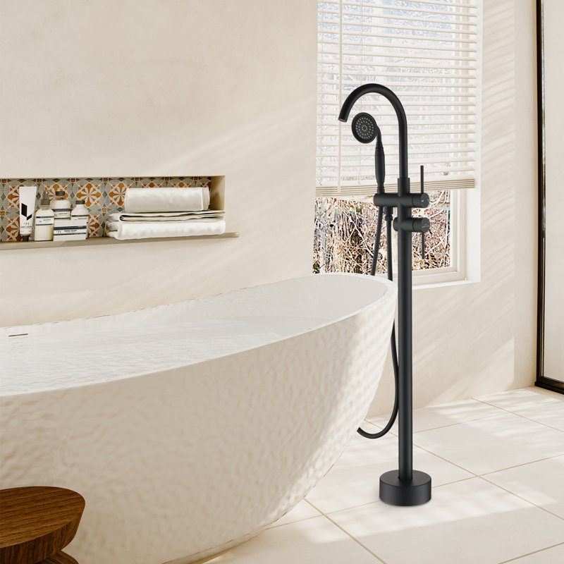 Robinet de baignoire à poignée double, Noir mat