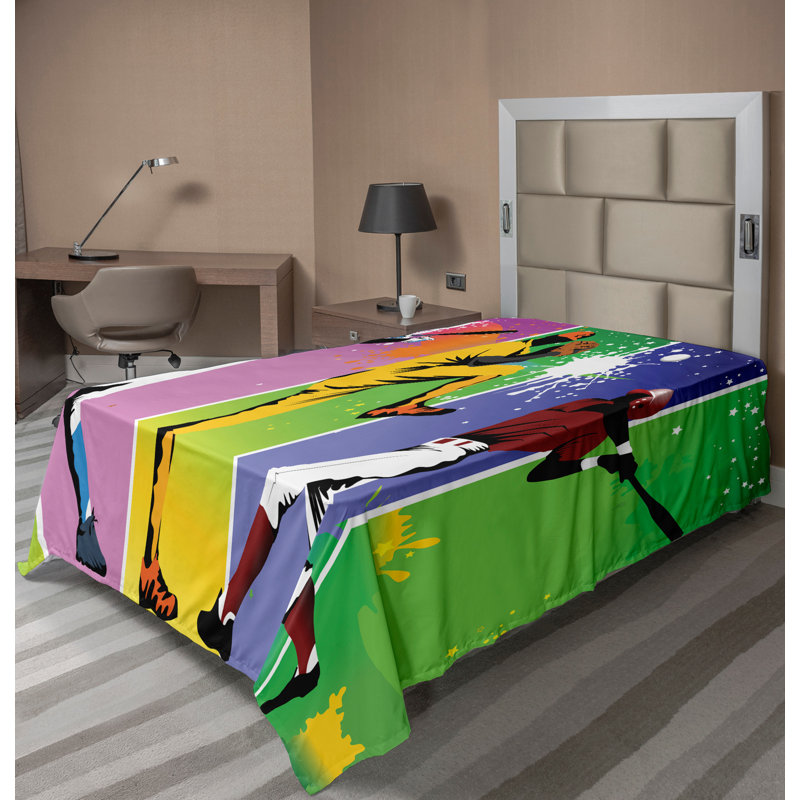 Ambesonne Ombre Top Flat Sheet Baseball Grunge Splash Calking Multicolor, Drap plat pour lit simple TG