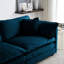 Assise très profonde 3 pièces, chenille bleue, fabrication en bois massif, éponge, tissu respirant, chenille de salon confortable, canapé modulaire, surdimensionné avec structure et tissu