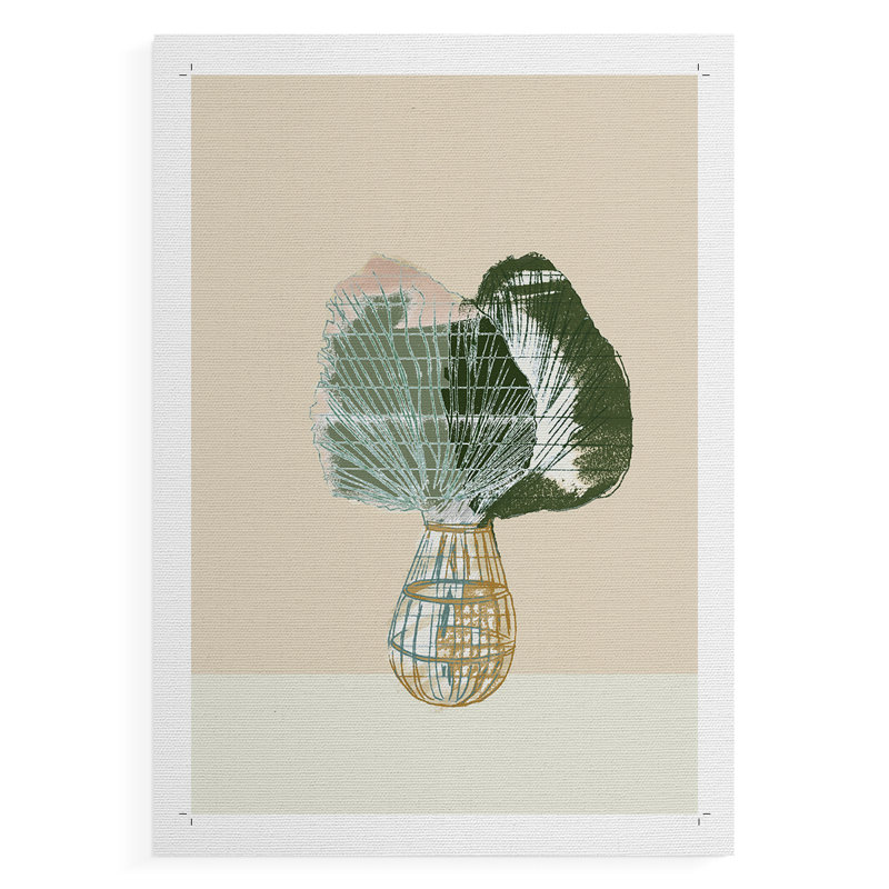 Feuille tropicale tissée II - reproduction de toile seulement - non encadrée, H 27 po x l 18 po